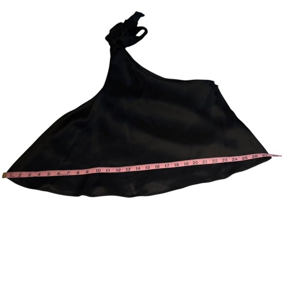 Stella McCartney Black One Shoulder Sleeveless Satin top Bow accent Size US 6 - Picture 11 of 16